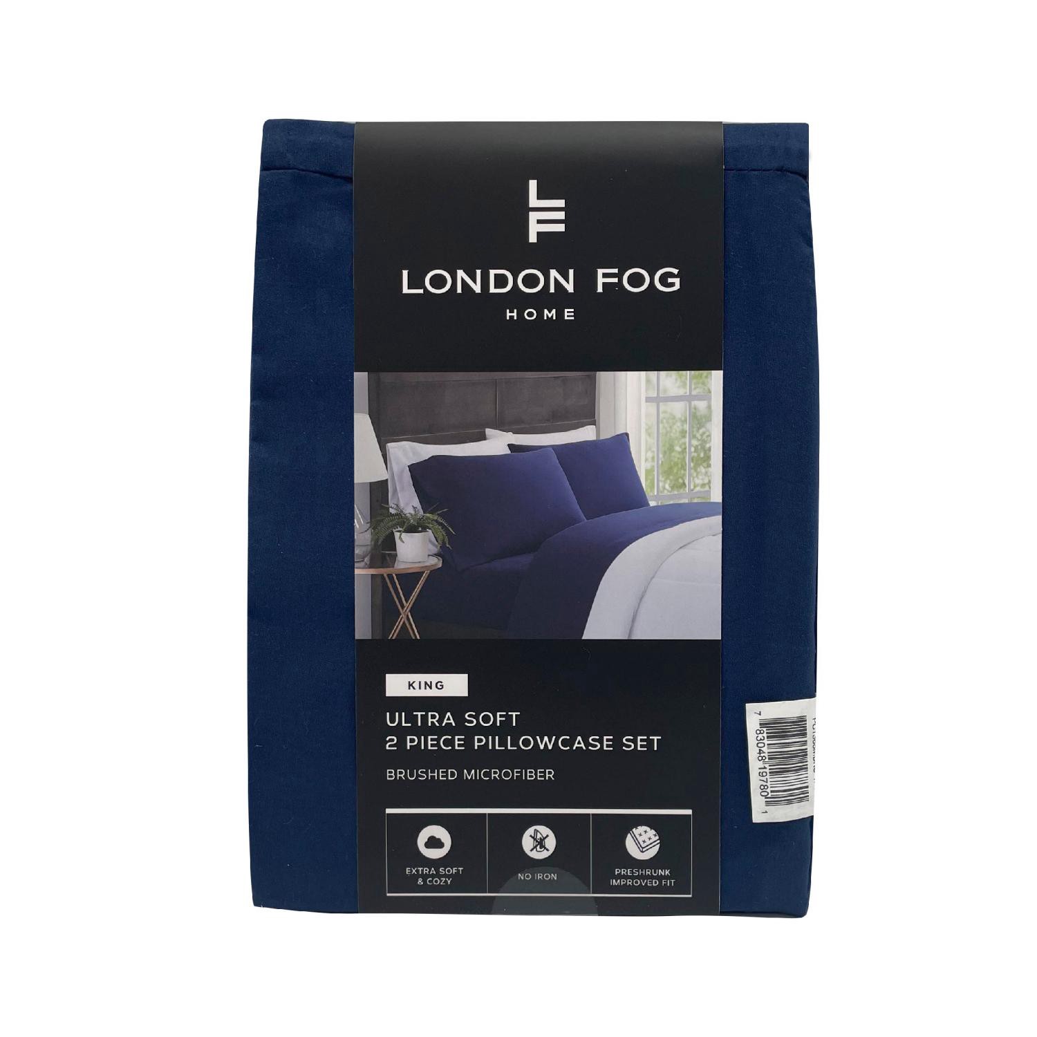 slide 1 of 4, London Fog Pillowcase Set of 2, King, Medieval Blue, King Size