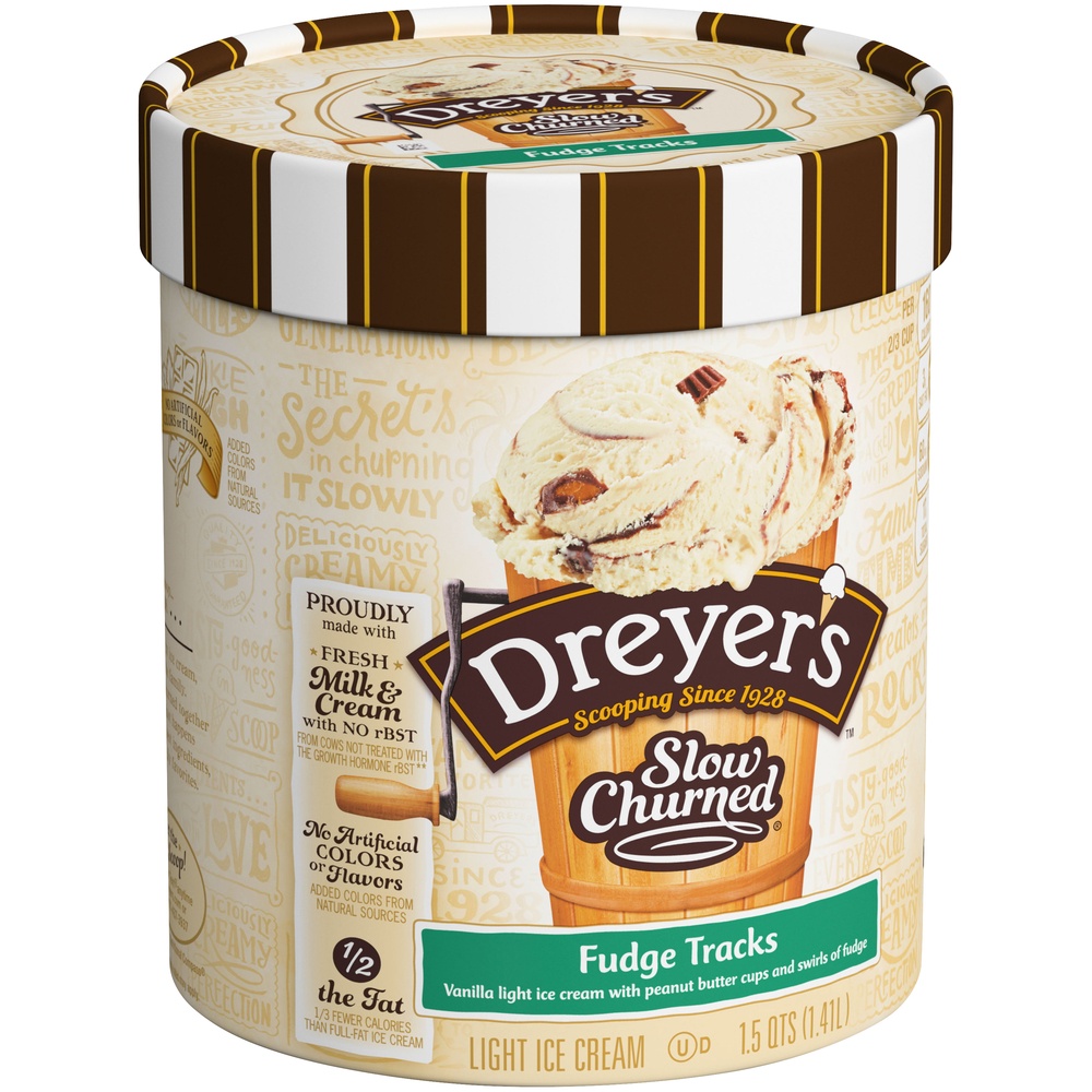 slide 2 of 8, Edy's Fudge Tracks Slow Churned Ice Cream, 1.5 qt