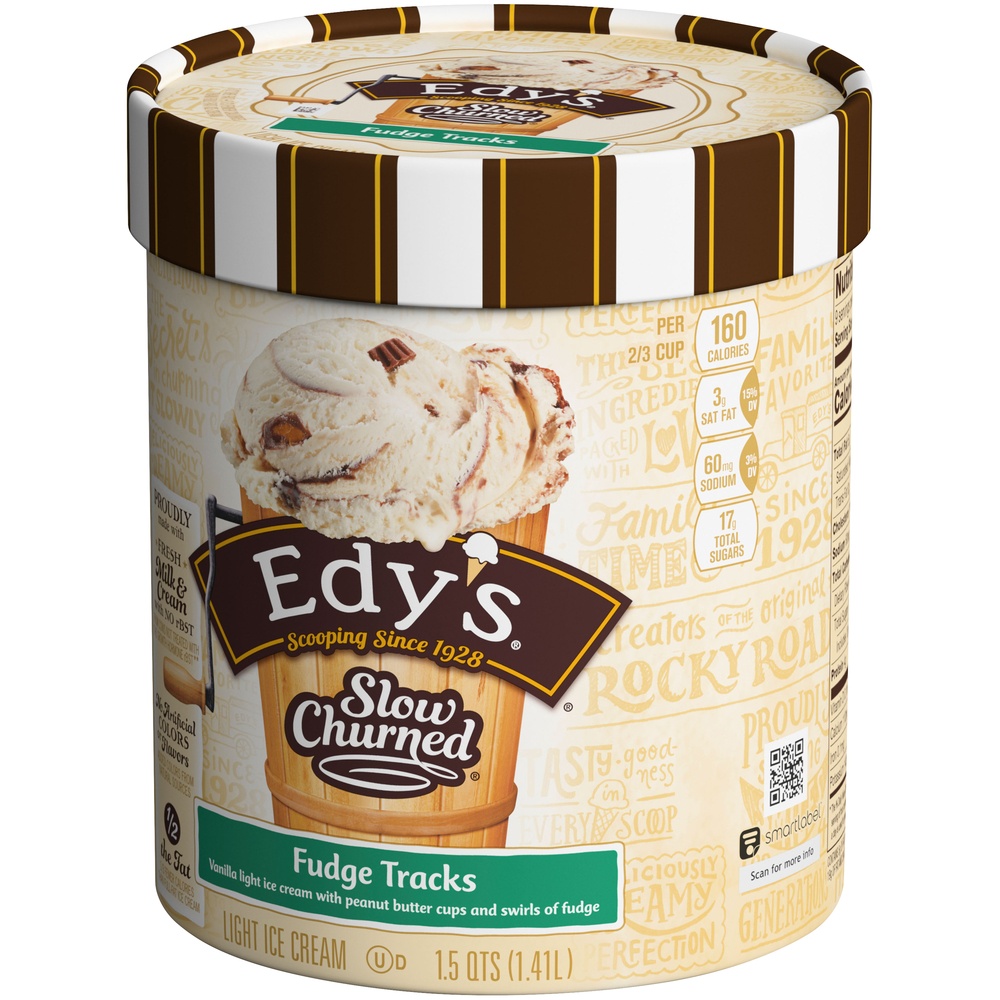 slide 3 of 8, Edy's Fudge Tracks Slow Churned Ice Cream, 1.5 qt