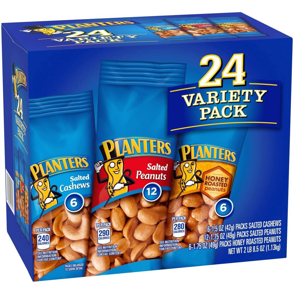 slide 8 of 27, Planters Nuts Cashews and Peanuts Variety Pack Snack Nuts, 24 ct - 40.5 oz Box, 40.5 oz