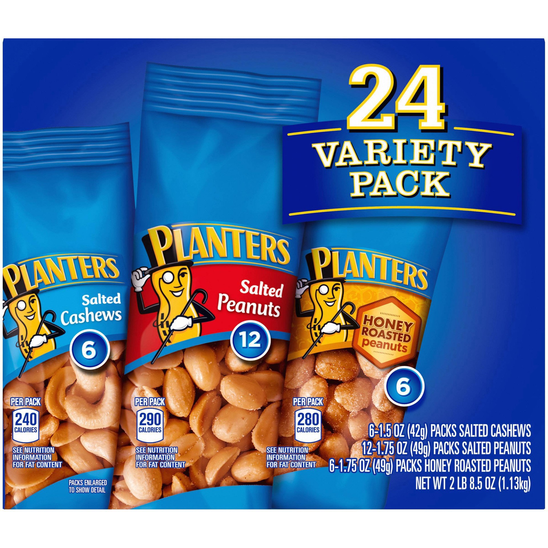 slide 9 of 27, Planters Nuts Cashews and Peanuts Variety Pack Snack Nuts, 24 ct - 40.5 oz Box, 40.5 oz