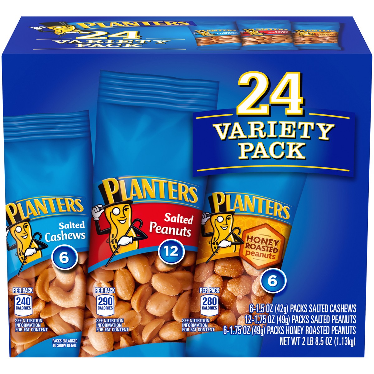 slide 1 of 27, Planters Nuts Cashews and Peanuts Variety Pack Snack Nuts, 24 ct - 40.5 oz Box, 40.5 oz