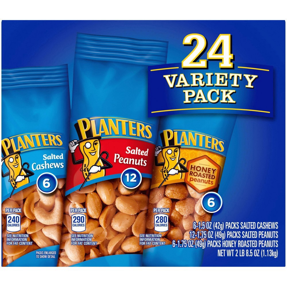 slide 17 of 27, Planters Nuts Cashews and Peanuts Variety Pack Snack Nuts, 24 ct - 40.5 oz Box, 40.5 oz