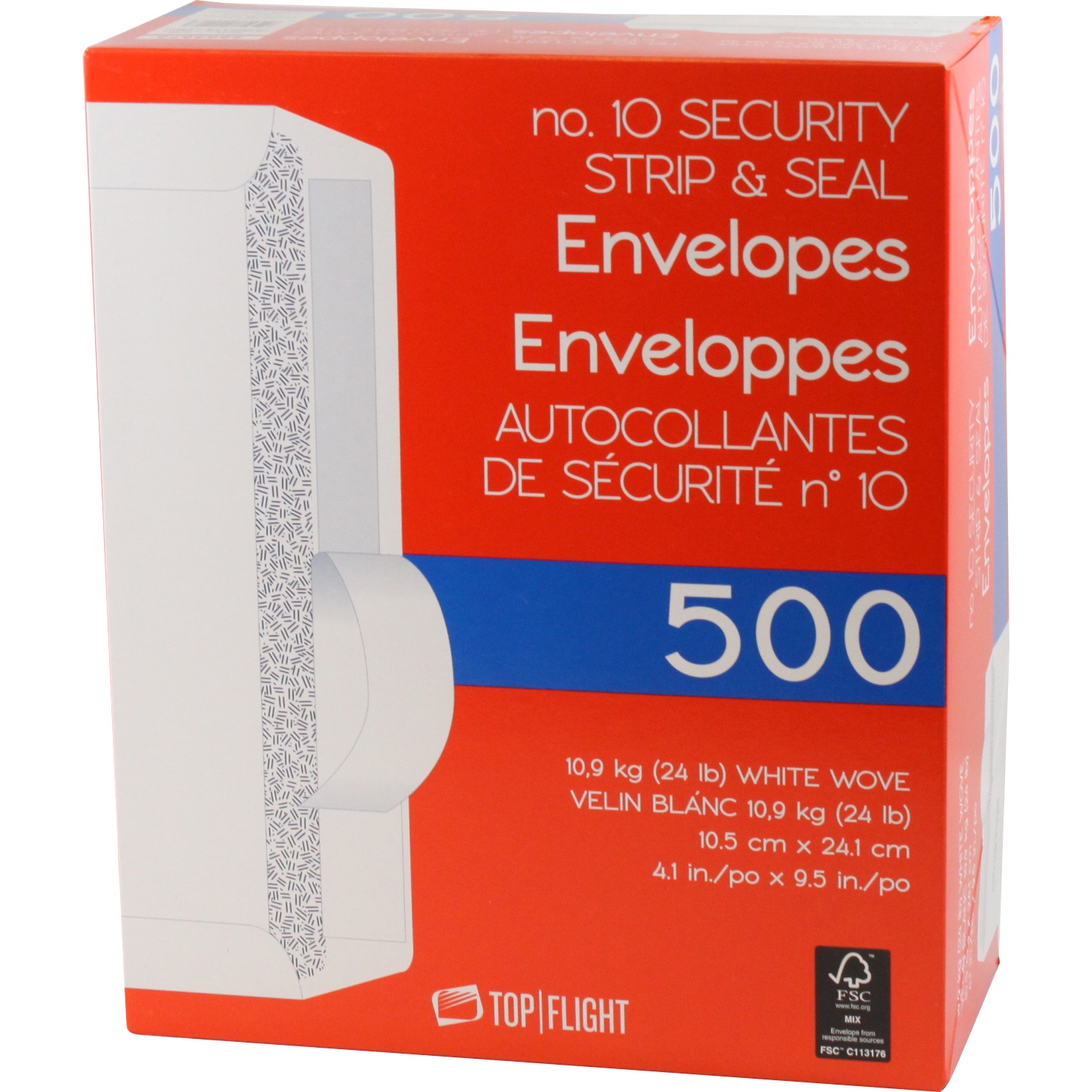 slide 1 of 1, Top Flight #10 Security Strip And Seal Envelopes, 500 ct