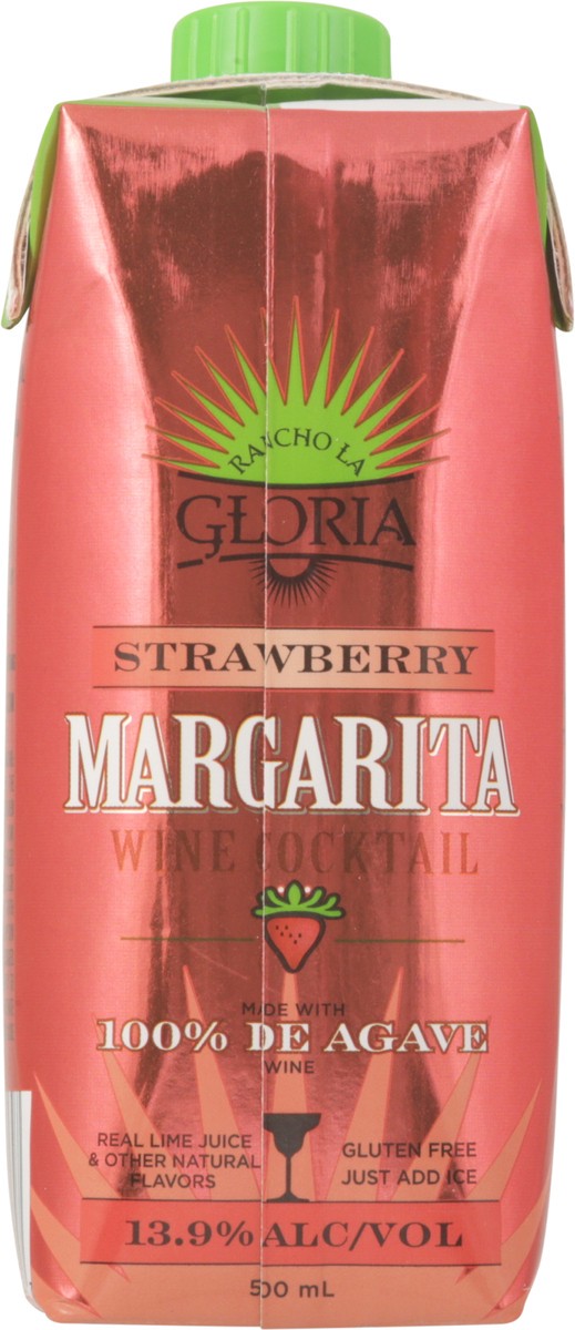 slide 13 of 14, Rancho La Gloria Margarita Strawberry Wine Cocktail 500 ml, 500 ml