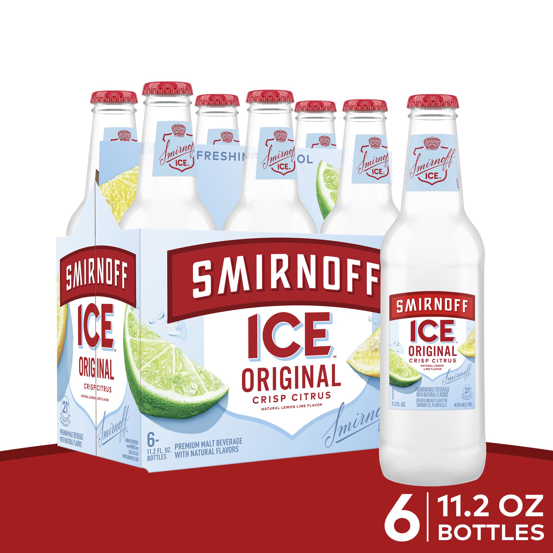 slide 1 of 10, Smirnoff Ice Original, 11.2 fl oz, 6 Pack Bottles, 4.5% ABV, 6 ct