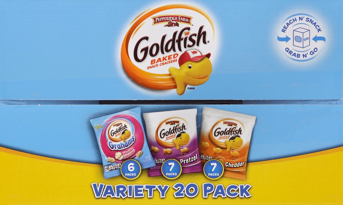 slide 5 of 5, Goldfish Cheddar/Pretzel/Grahams Vanilla Cupcake Variety Pack Baked Snack Crackers/Baked Graham Snacks, 23.3 oz