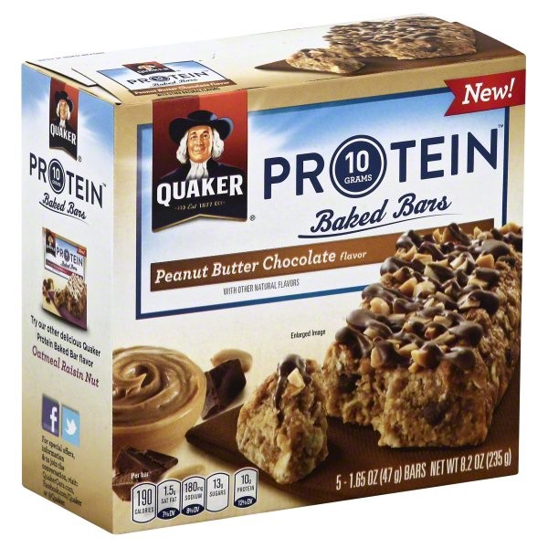 slide 1 of 4, Quaker Protein Peanut Butter Chocolate Baked Bars, 5 ct; 1.65 oz