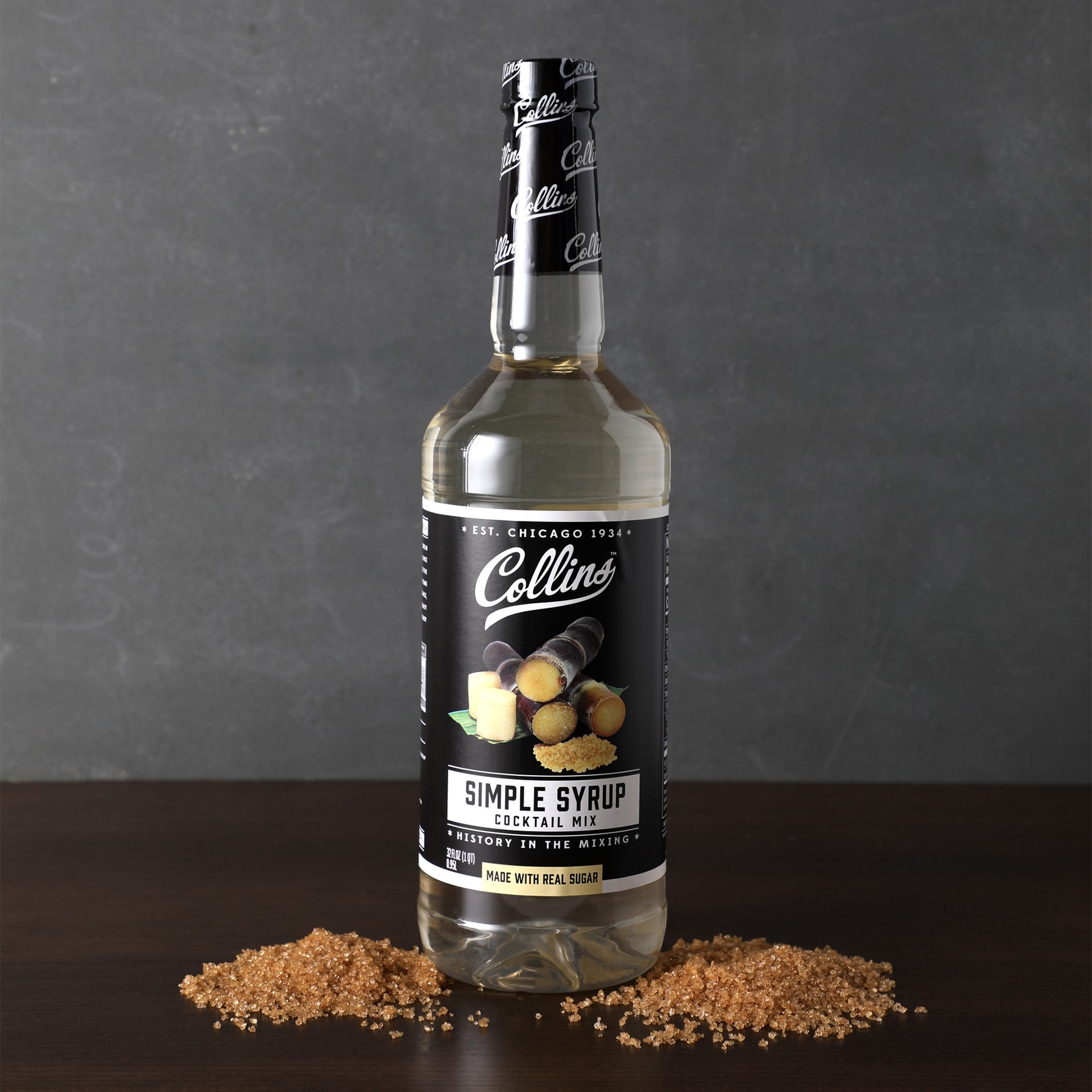 slide 2 of 5, Collins Simple Syrup, Classic Simple Syrup, Real Sugar Cocktail Syrups, Soda Water Flavors, Cocktail Mixers, 32 Ounces, Set of 1, 1 ct