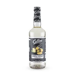 Collins Simple Syrup, Classic Simple Syrup, Real Sugar Cocktail Syrups, Soda Water Flavors, Cocktail Mixers, 32 Ounces, Set of 1