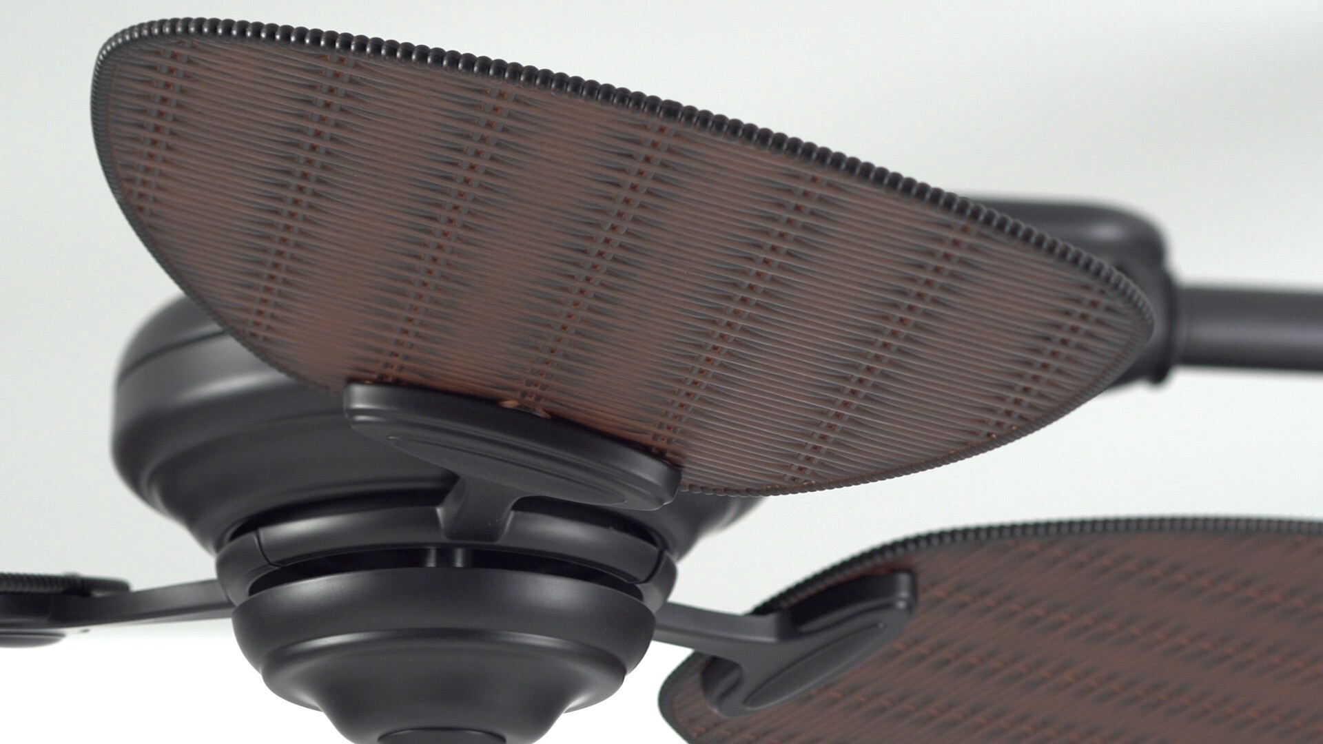 slide 2 of 6, Harbor Breeze Twin breeze II 74-in Oil rubbed bronze with Brown wicker Blades Covered Outdoor Ceiling Fan With Light 6 -Blade, 1 ct