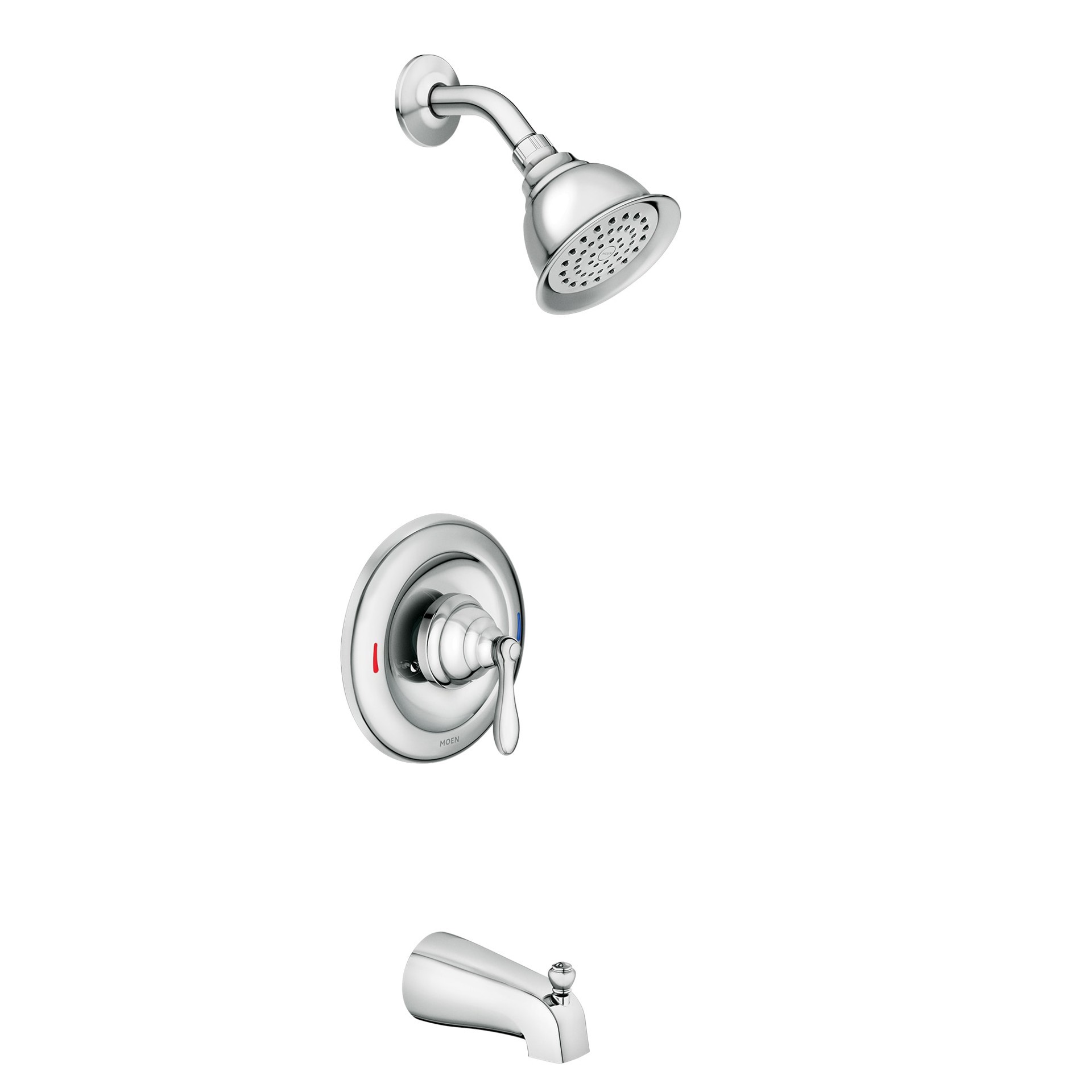 slide 1 of 6, Moen Caldwell Chrome 1-handle 4-in Round Bathtub and shower Faucet with Valve (Single Function), 1 ct