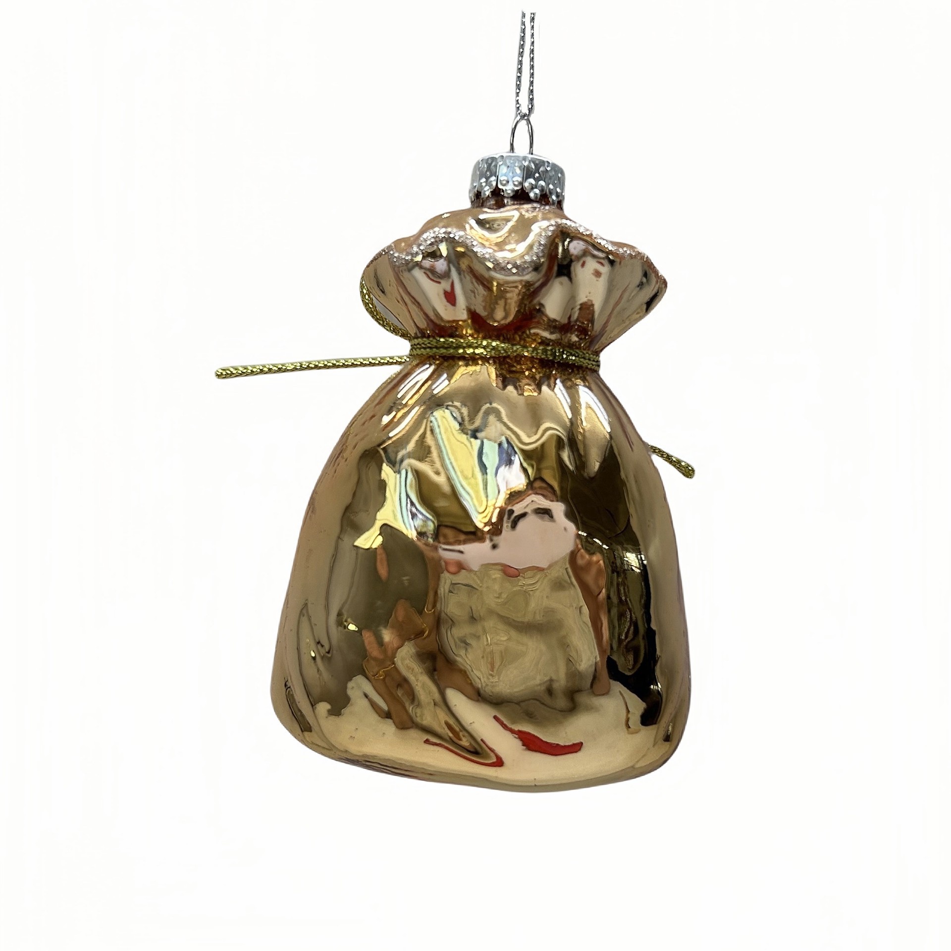 slide 2 of 3, 4.5" Gold Money Bag Glass Ornament By Ashland, 4.5 in