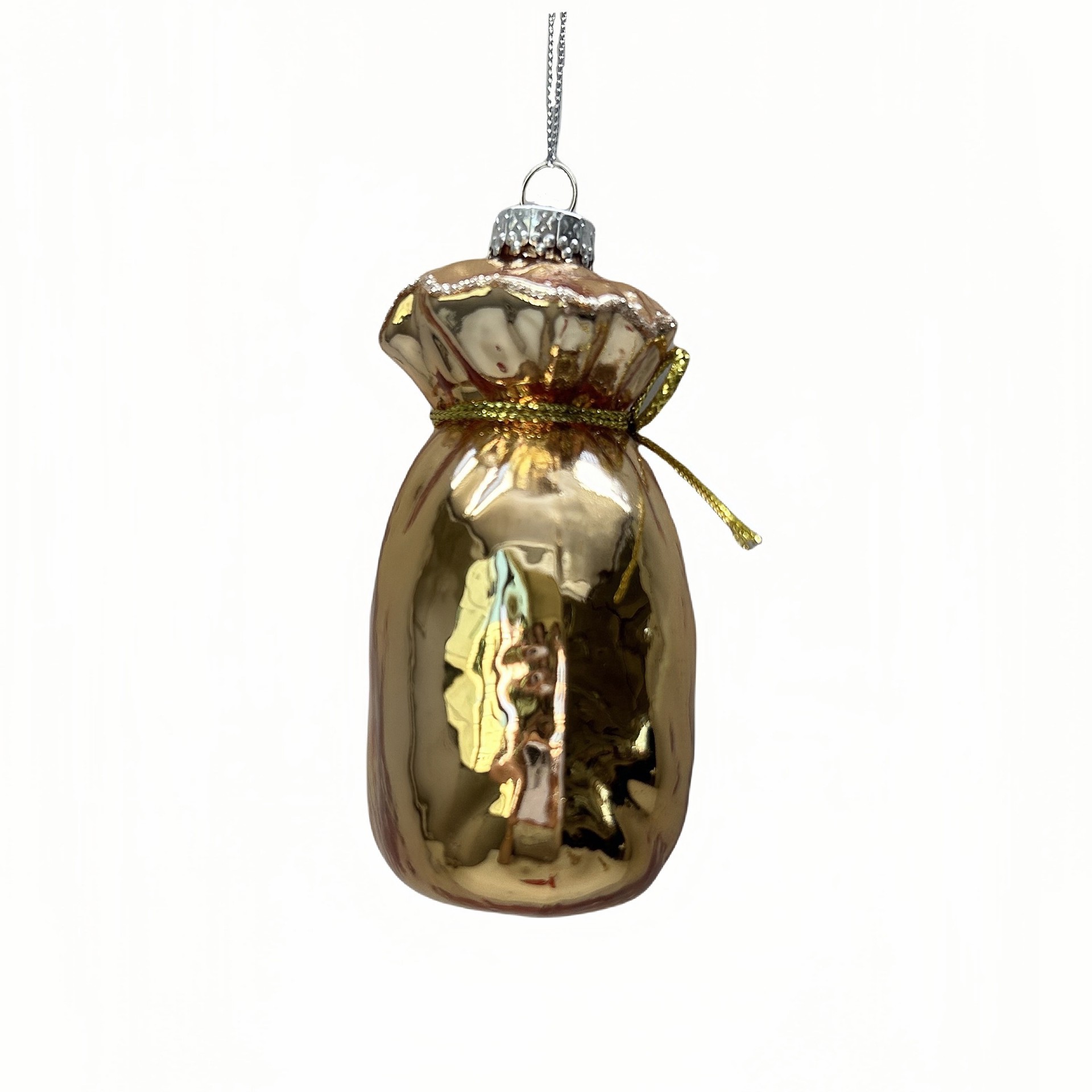 slide 3 of 3, 4.5" Gold Money Bag Glass Ornament By Ashland, 4.5 in