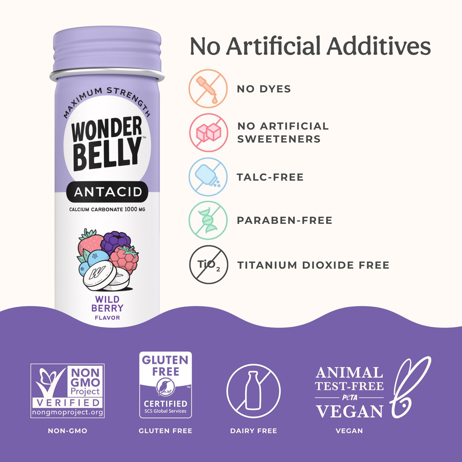 slide 3 of 9, Wonderbelly Chewable Antacid Wild Berry, 12 Ct, 12 ct