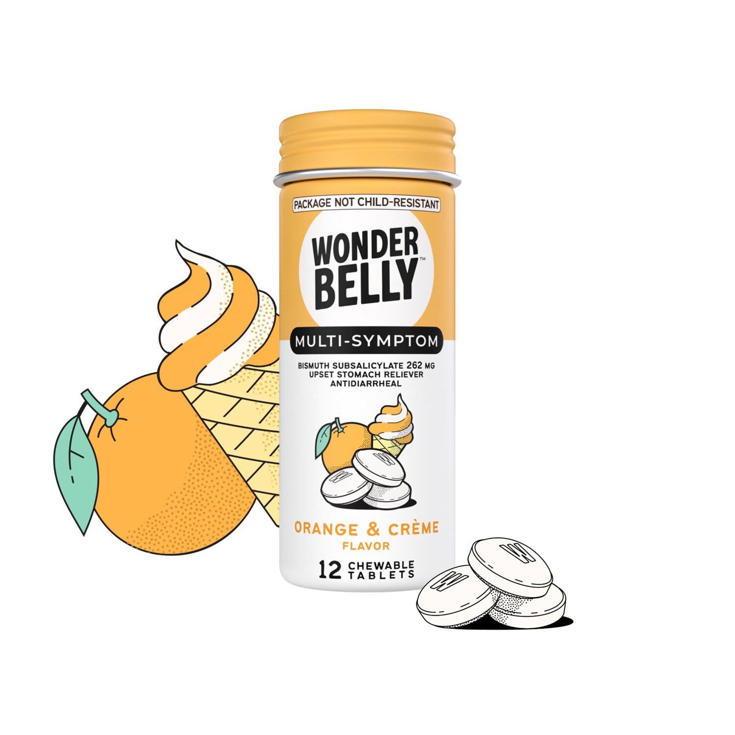 slide 4 of 7, Wonderbelly Antacid Chew, Orange And Creme, 60 Ct, 12 ct
