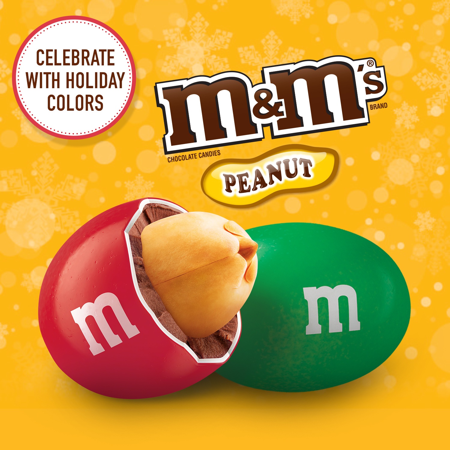 slide 2 of 5, M&M's Peanut Milk Chocolate Red & Green Christmas Candy Resealable Party Size Bag, 38 oz