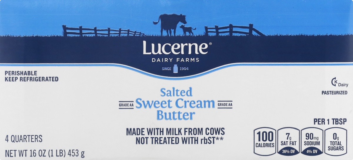 slide 6 of 9, Lucerne Dairy Farms Butter Sweet Cream Quarters, 16 oz