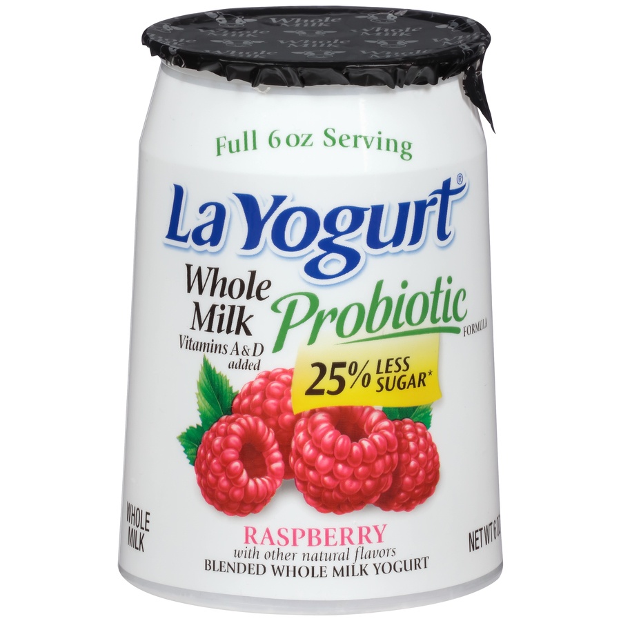 slide 1 of 1, La Yogurt Probiotic Raspberry Blended Whole Milk Yogurt, 6 oz