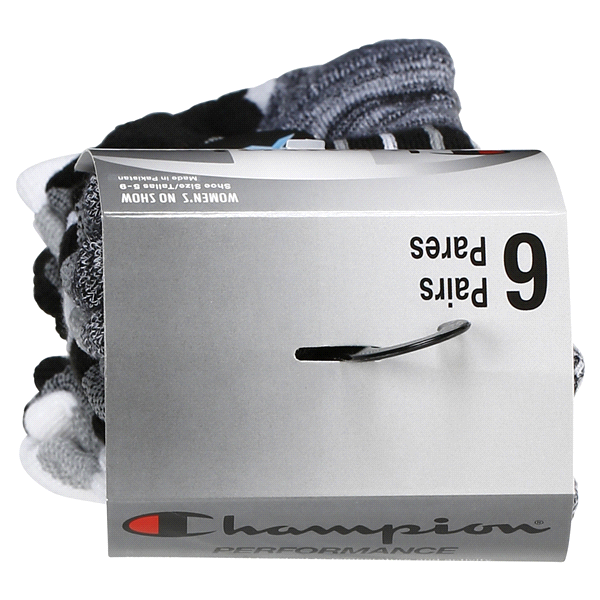 slide 29 of 29, CHAMPION WMNS 6PR PERF NO SHOW CH306 BK/WH 6-12, 5 ct