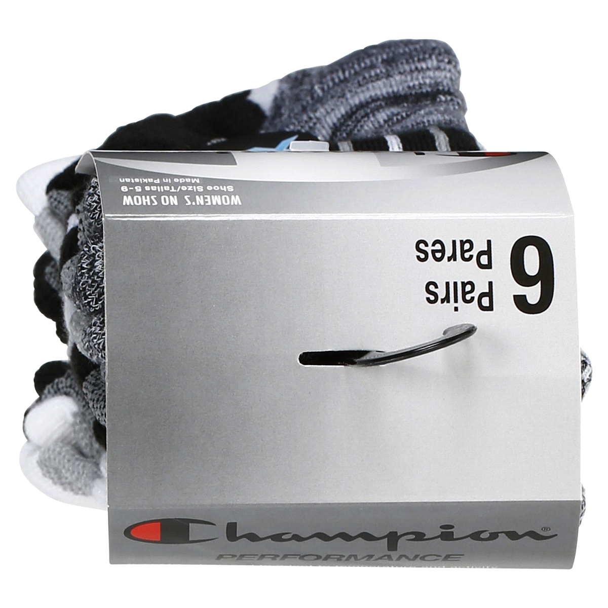 slide 4 of 29, CHAMPION WMNS 6PR PERF NO SHOW CH306 BK/WH 6-12, 5 ct