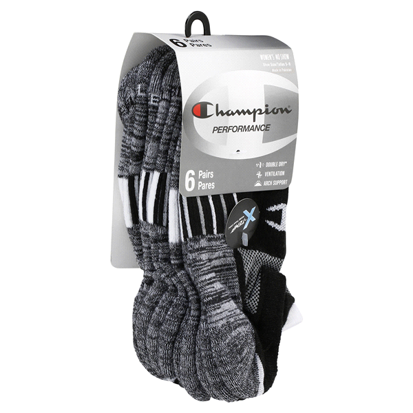 slide 24 of 29, CHAMPION WMNS 6PR PERF NO SHOW CH306 BK/WH 6-12, 5 ct