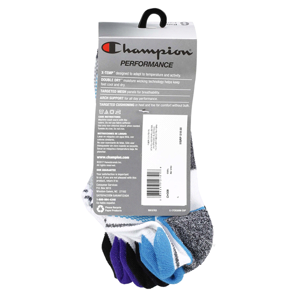 slide 4 of 29, CHAMPION WMNS 6PR PERF HEEL SHLD CH309 WH 6-12, 5 ct