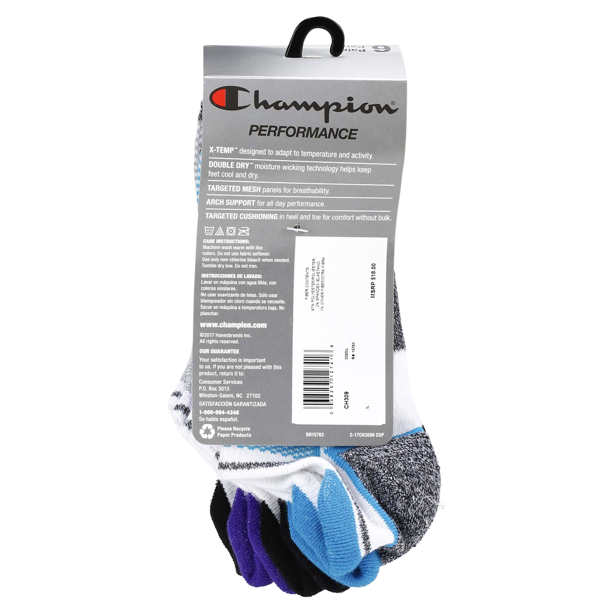 slide 24 of 29, CHAMPION WMNS 6PR PERF HEEL SHLD CH309 WH 6-12, 5 ct