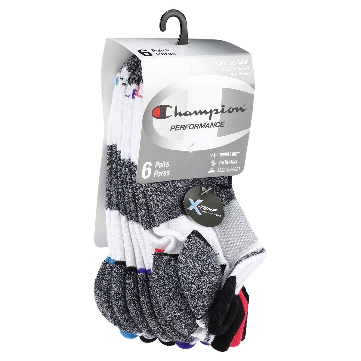 slide 12 of 29, CHAMPION WMNS 6PR PERF HEEL SHLD CH309 WH 6-12, 5 ct