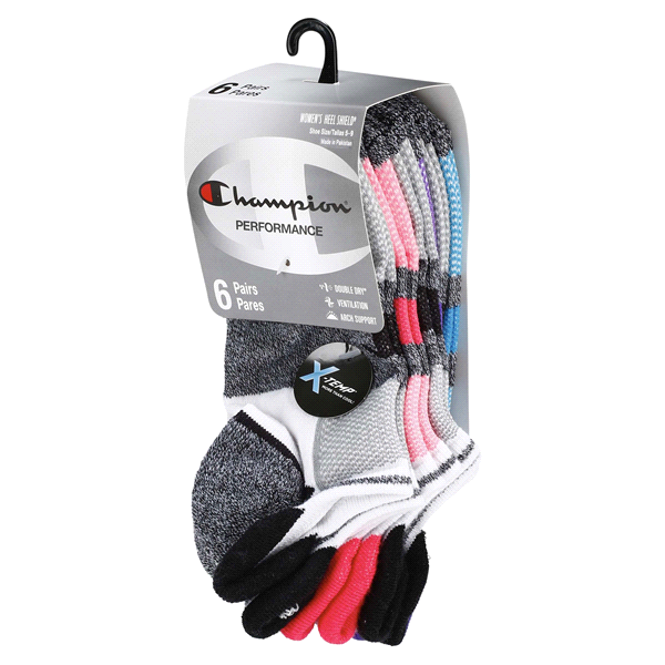 slide 23 of 29, CHAMPION WMNS 6PR PERF HEEL SHLD CH309 WH 6-12, 5 ct