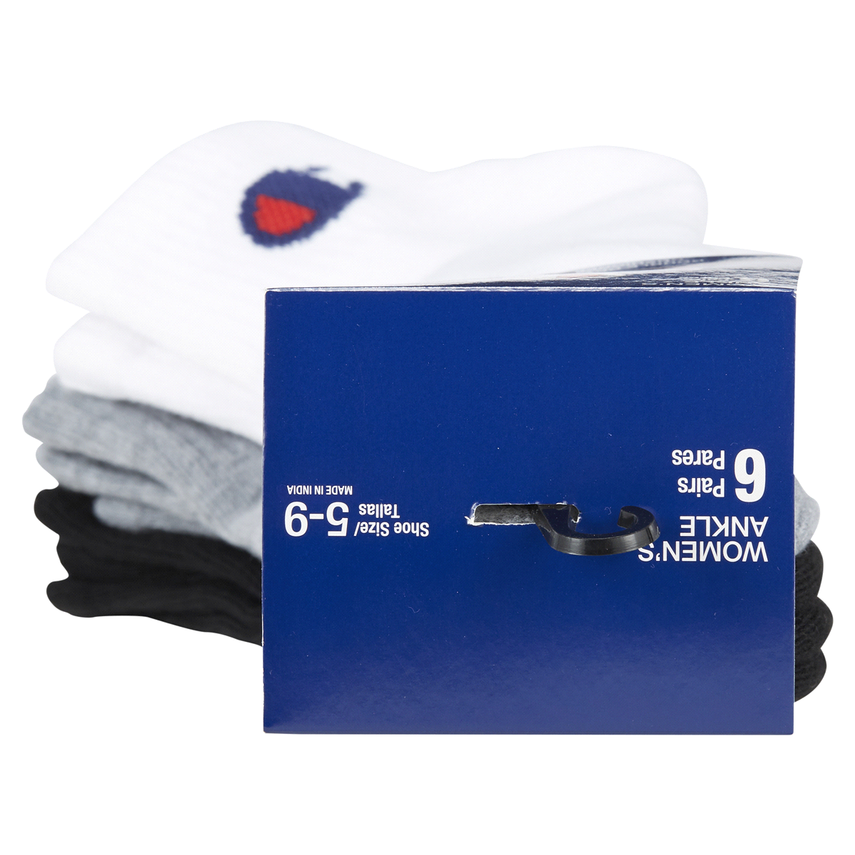 slide 3 of 29, CHAMPION WMNS 6PR ANKLE CH682 WH/GY/BK 6-12, 5 ct