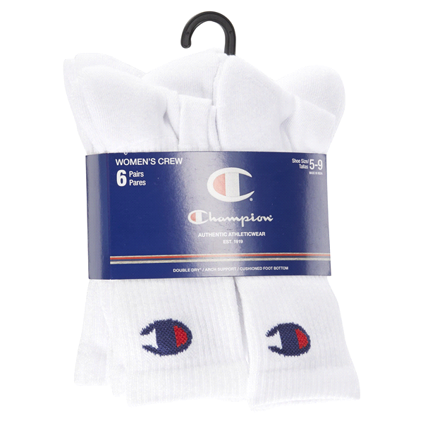 slide 18 of 29, CHAMPION WMNS 6PR CREW CH681 WH 6-12, 5 ct