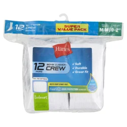 Hanes Boys' Crew Cushion Socks, White, Size Medium