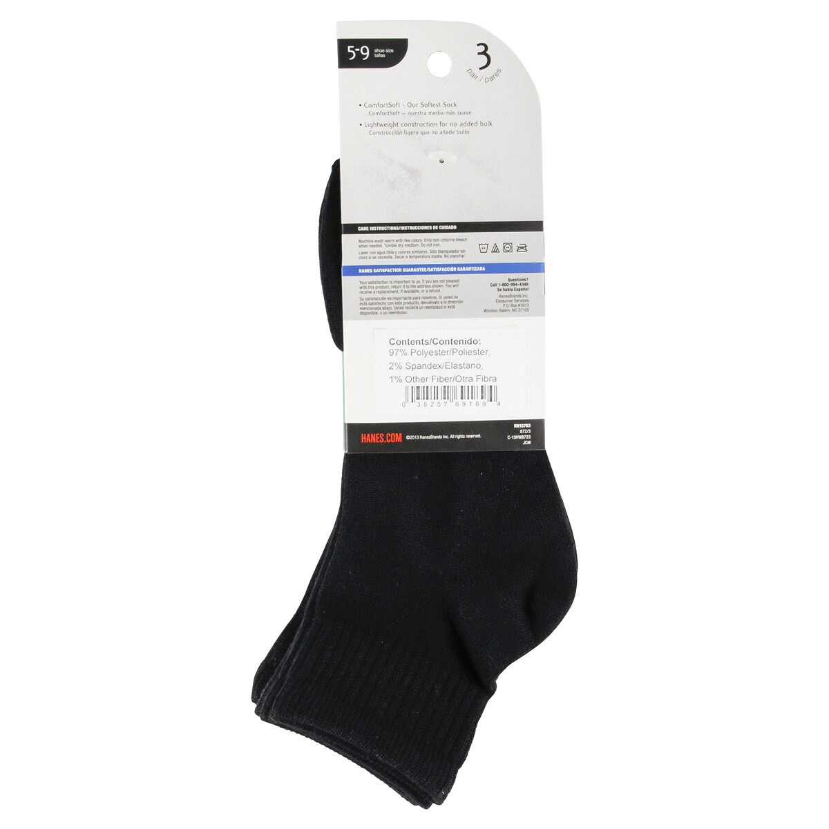 slide 2 of 2, Hanes ComfortSoft Lightweight Ankle Socks 3 pr, 3 ct