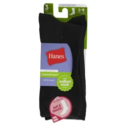 Hanes Lightweight Comfortsoft Crew Socks - Black