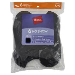 Hanes No Show Cushioned Black Socks - Women's