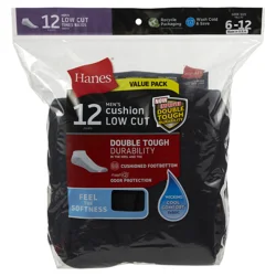 Hanes Men's Low Cut Socks Black, 8-12