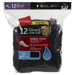 Hanes Men's Low Cut Socks Black, 8-12