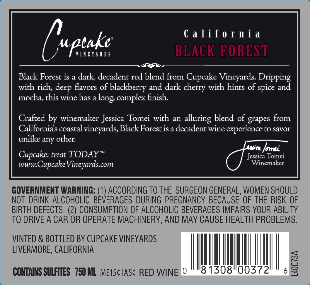 slide 5 of 5, Cupcake Black Forest, Red Wine, California, 1 ct, 750ml Bottle, 750 ml