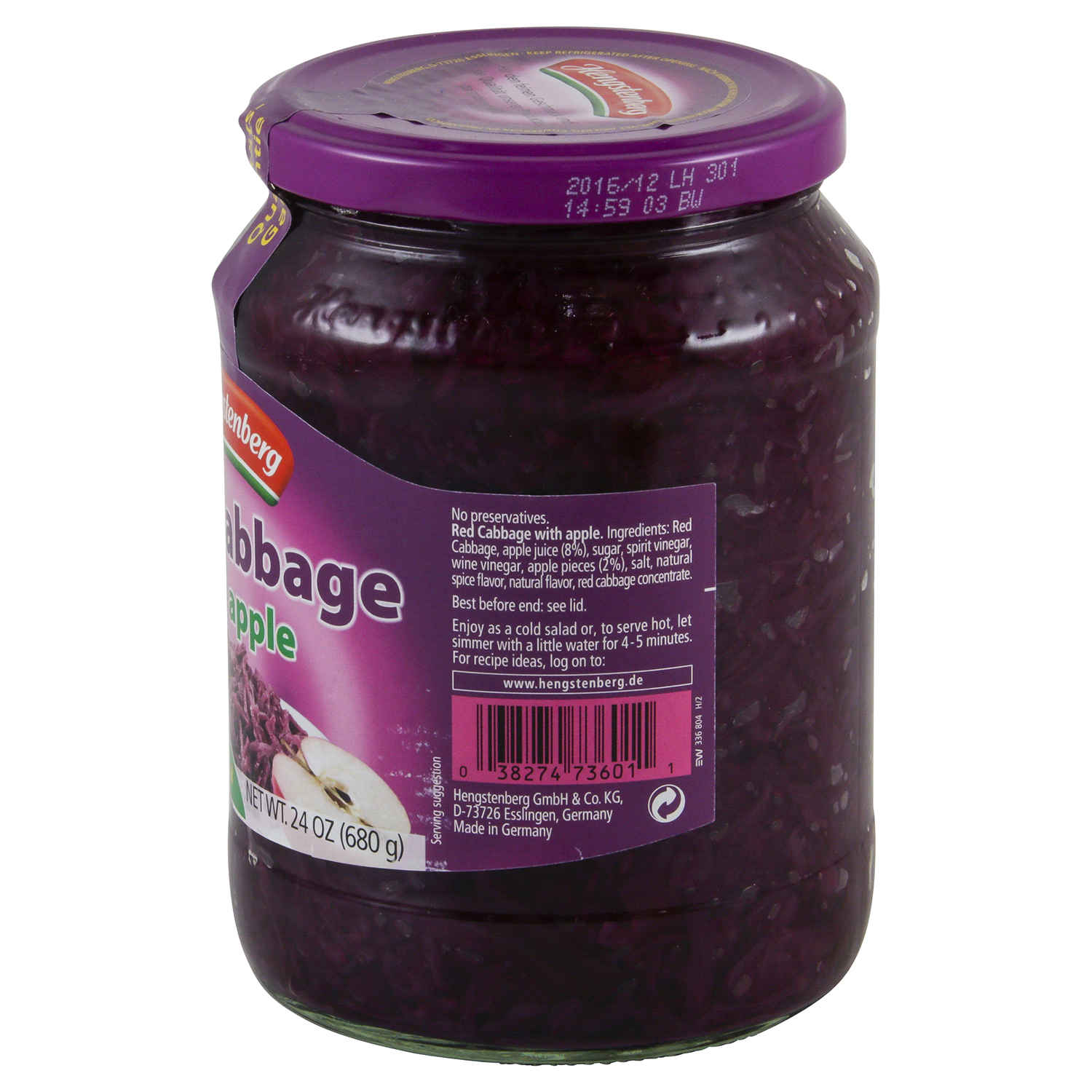 slide 3 of 3, Hengstenberg Traditional Red Cabbage With Apples, 24.3 oz