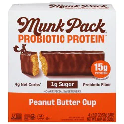 Munk Pack Probiotic Protein Peanut Butter Cup Bars - 4 count, 2.01 oz each