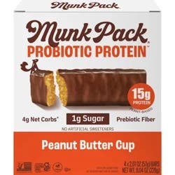 Munk Pack Probiotic Protein Peanut Butter Cup Bars - 4 count, 2.01 oz each