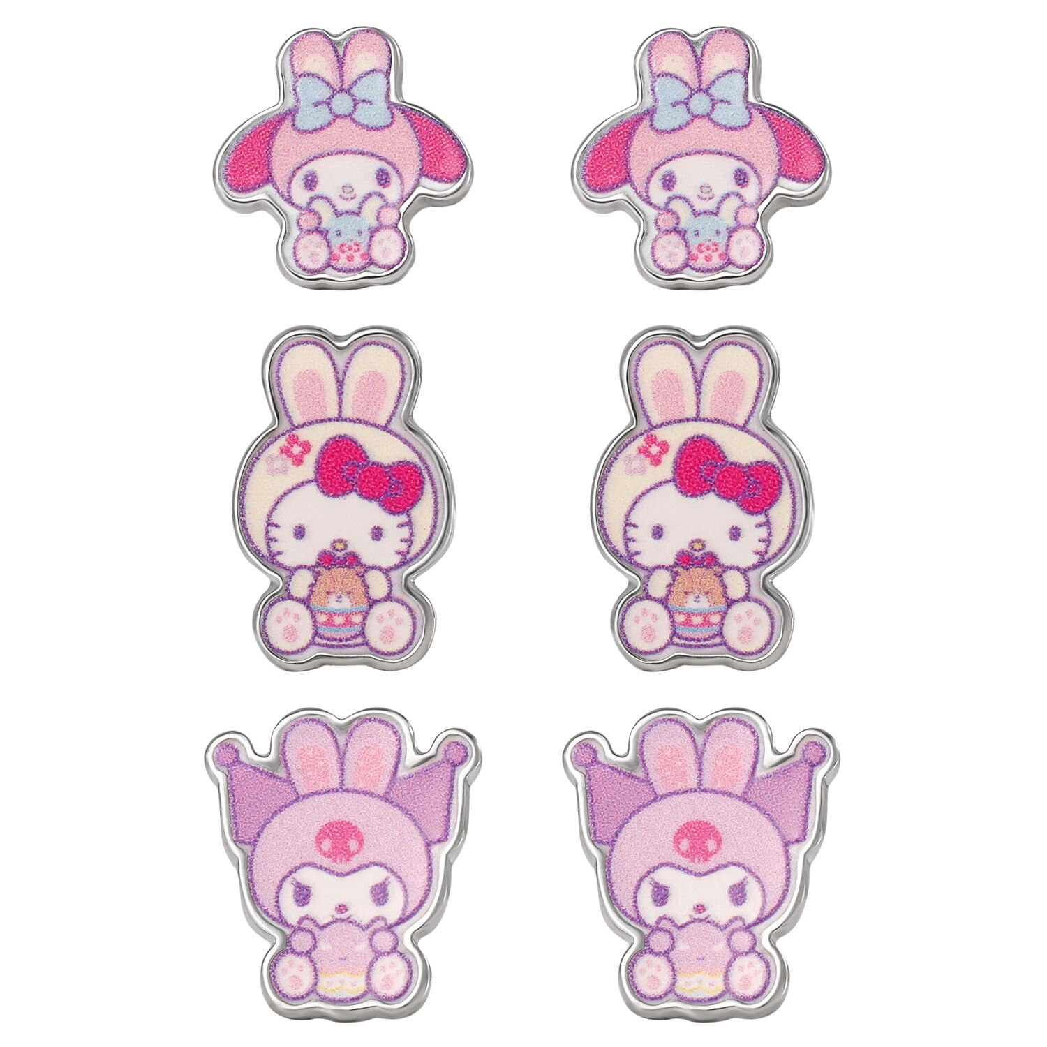 slide 3 of 3, Hello Kitty & Friends Easter Bunny Stud Earring Set, 3 Ct, 1 ct
