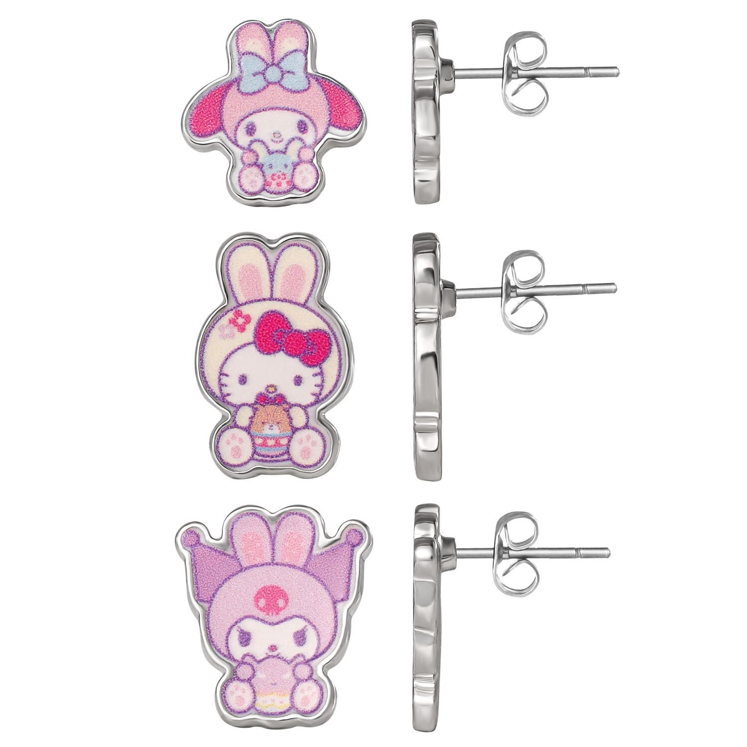 slide 2 of 3, Hello Kitty & Friends Easter Bunny Stud Earring Set, 3 Ct, 1 ct