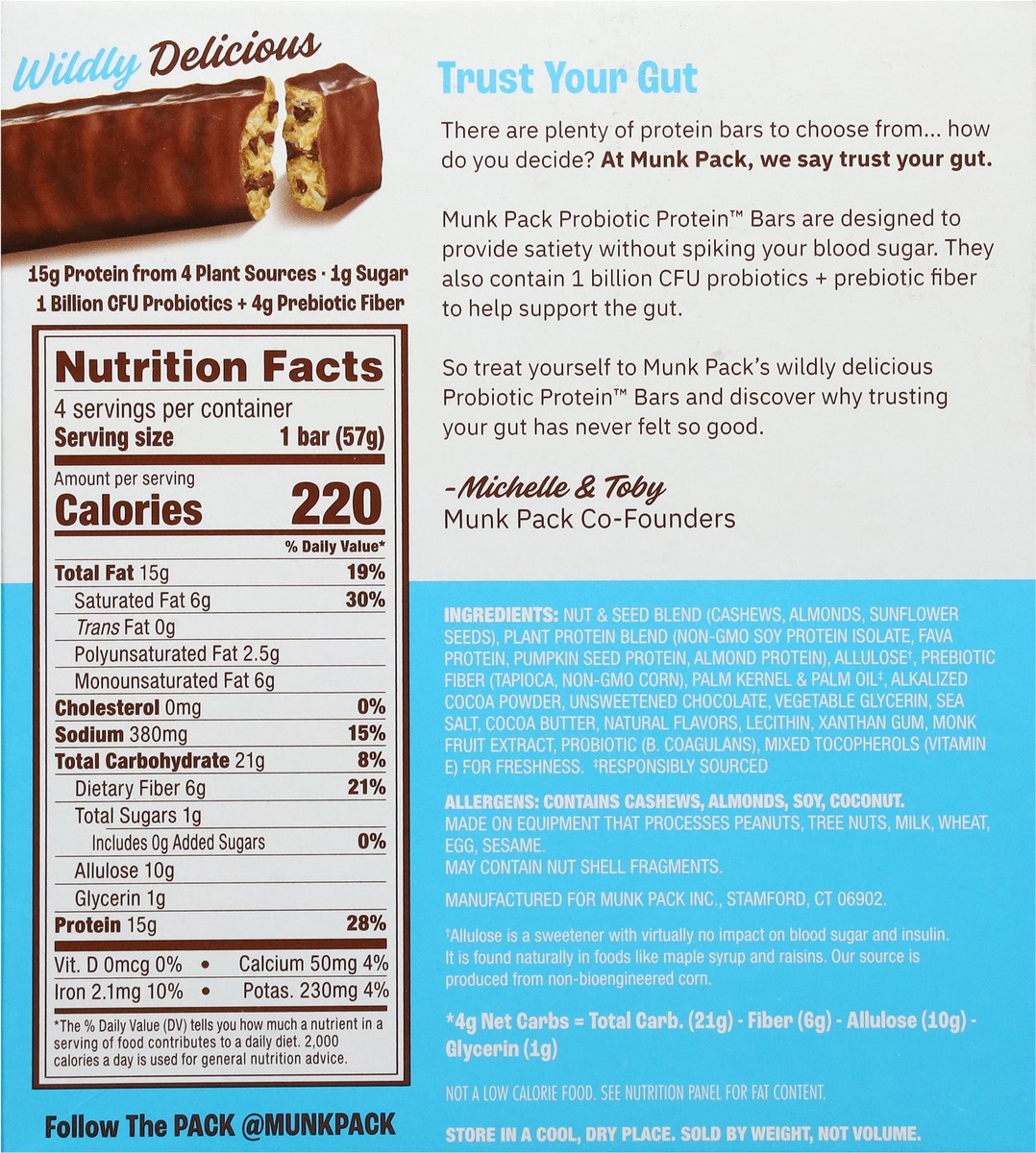 slide 4 of 14, Munk Pack Probiotic Protein Cookie Dough Bars 4 - 2.01 oz Bars, 4 ct