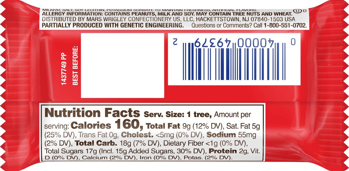 slide 7 of 8, SNICKERS Christmas Tree Chocolate Candy Bar, 1.10 oz, 1.1 oz