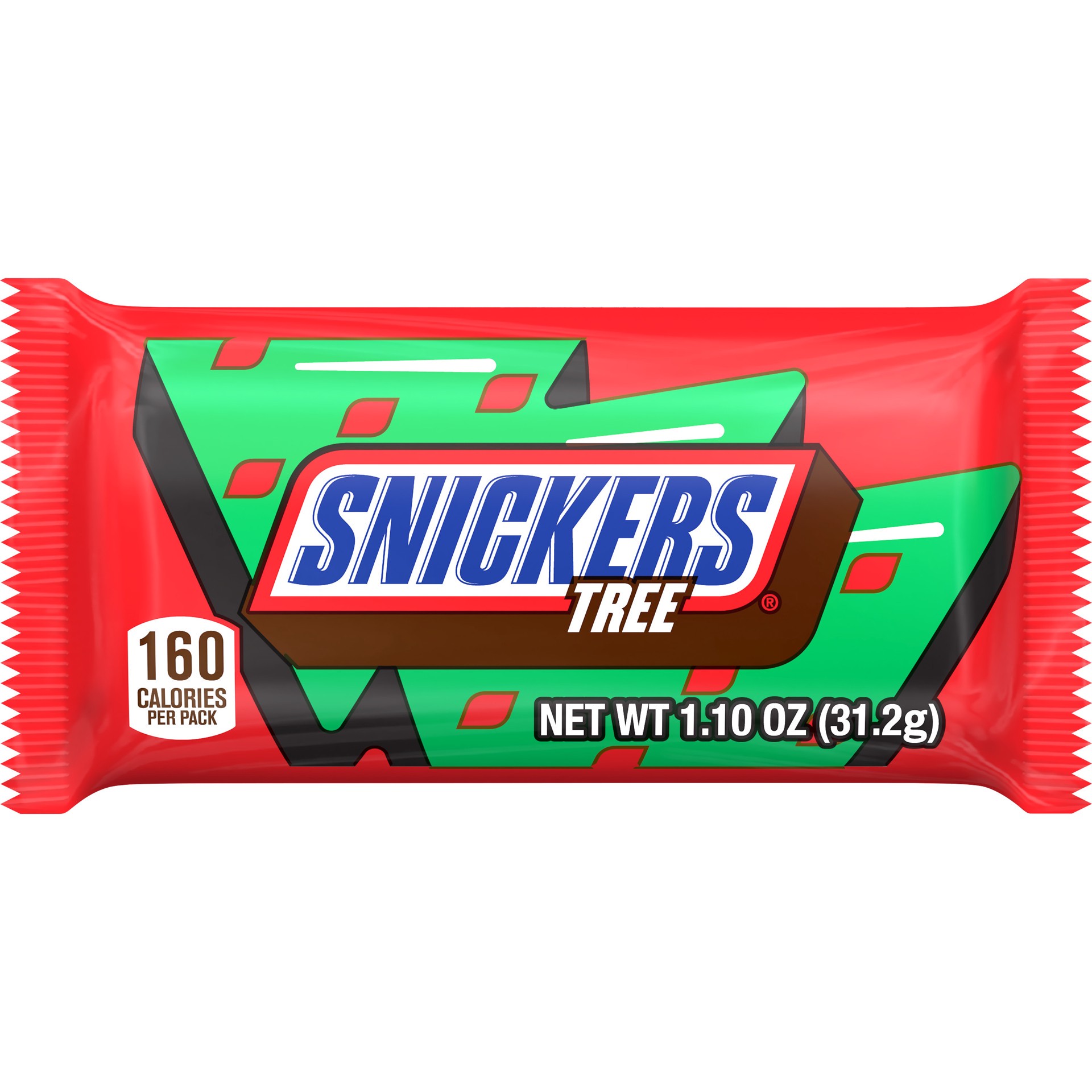 slide 1 of 8, SNICKERS Christmas Tree Chocolate Candy Bar, 1.10 oz, 1.1 oz