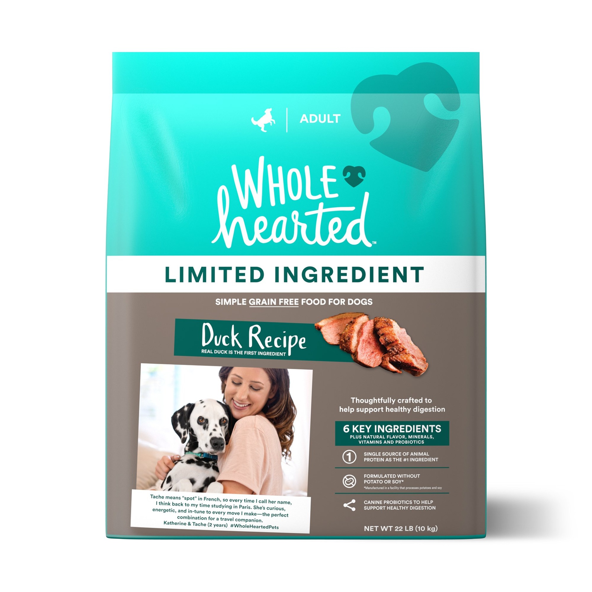 slide 1 of 1, WholeHearted Grain Free Limited Ingredient Duck Recipe Adult Dry Dog Food, 22 lb