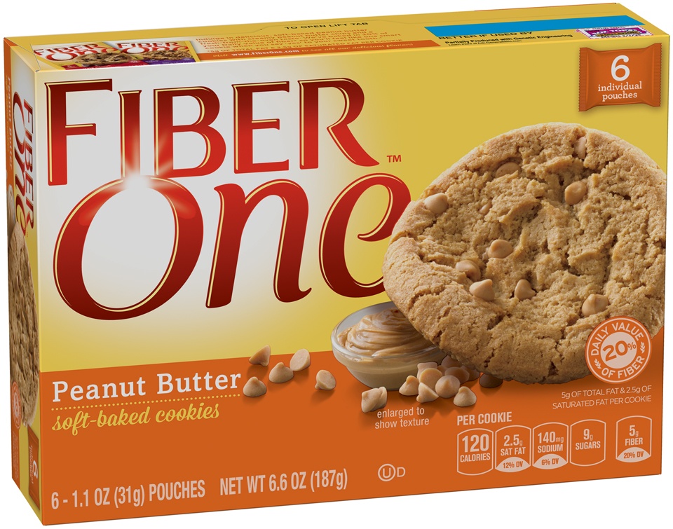 slide 1 of 1, Fiber One Peanut Butter Soft-Baked Cookies, 6 ct; 1.1 oz