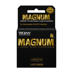 Trojan Magnum Lubricated Latex Condoms Large Size 3 ea